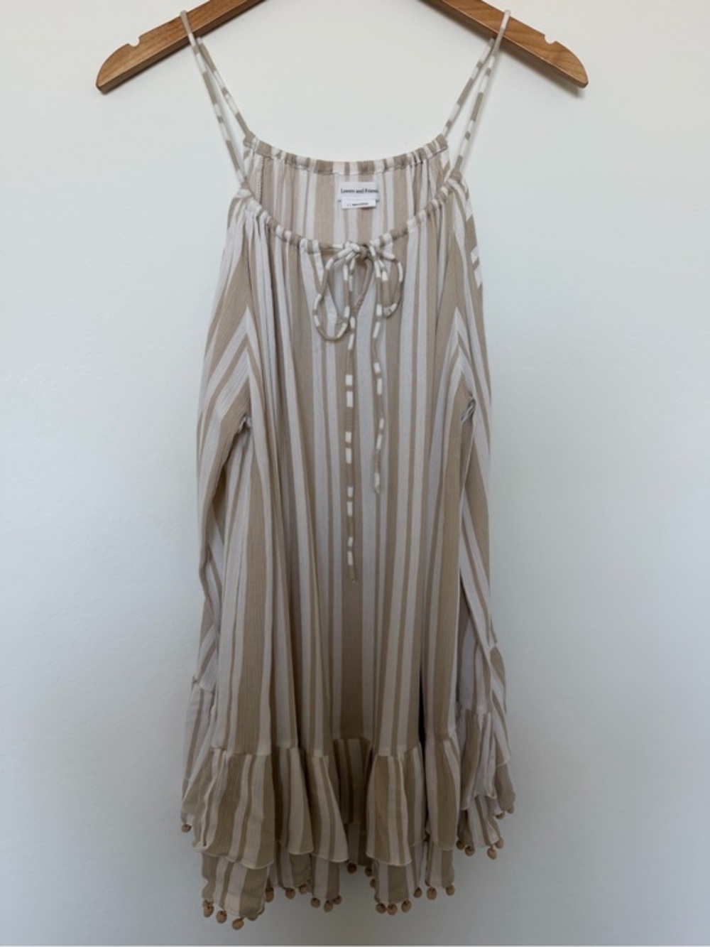 Lovers and Friends Striped Cream and White Spaghetti Strap Sundress